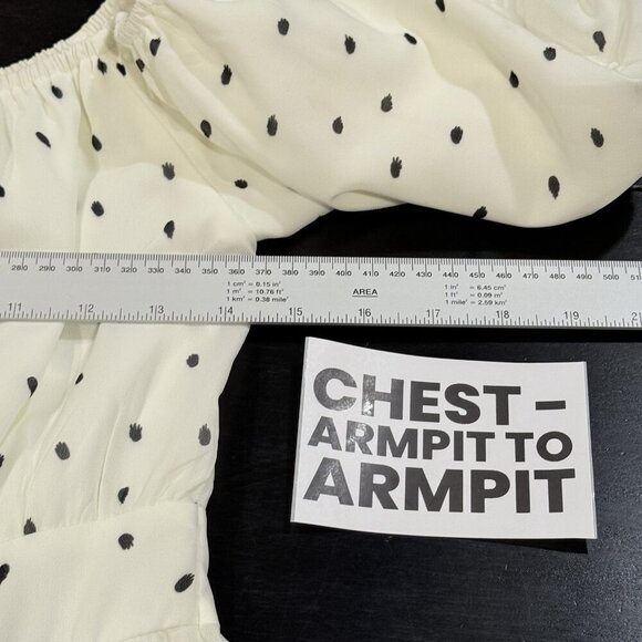 Anthropologie OPT Milkmaid Cream Black Polka Dot Dress Womens Small - Picture 11 of 13